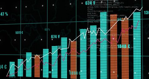 Digital Financial Graph Analysis with Data Interface - Download Free Stock Images Pikwizard.com