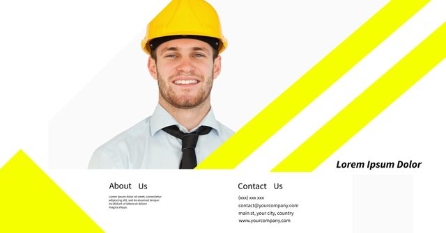 Smiling Engineer in Hard Hat Showcases Professional Services - Download Free Stock Templates Pikwizard.com