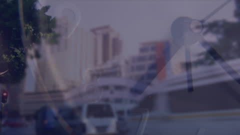 City Life Transitions with Clock Overlay Illustrating Time Passage