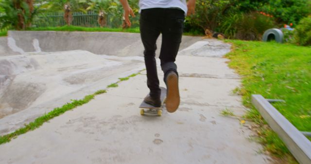 Skateboarder Practicing at Local Skate Park - Download Free Stock Images Pikwizard.com