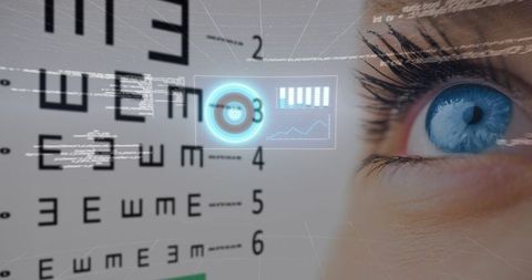 Digital Eye with Data Overlay in High-Tech Interface