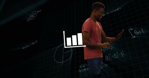 Man Using Tablet with Data Graph and Math Concepts - Download Free Stock Images Pikwizard.com