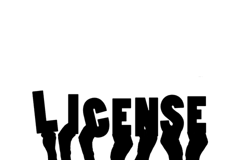 Hands holding license text illustrated transparent