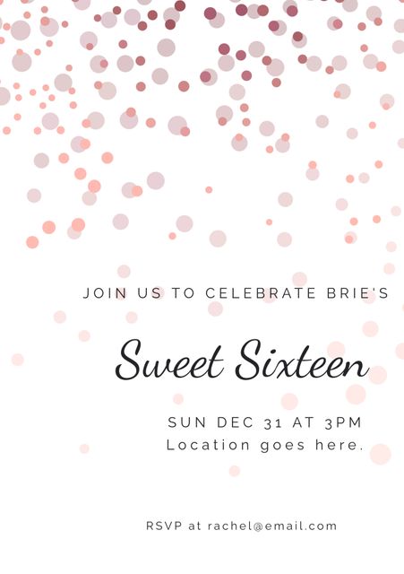 Pink Confetti Invitation for Sweet Sixteen, Baby Showers, and Bridal Events - Download Free Stock Templates Pikwizard.com