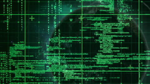 Globe and Floating Code in Digital Interface Animation