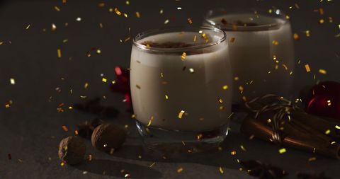 Festive Eggnog with Cinnamon and Confetti - Download Free Stock Images Pikwizard.com