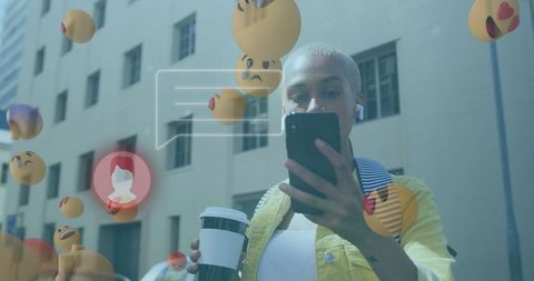 Woman Multitasking with Smartphone in Urban Environment