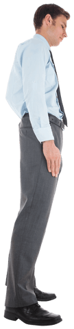 Professional Man in Blue Shirt Looking Down - Transparent Background
