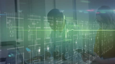 Business Leaders Working with Financial Data Overlay