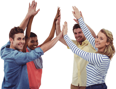 Transparent Diverse Team Celebrating Success with High Fives - Download Free Stock Videos Pikwizard.com