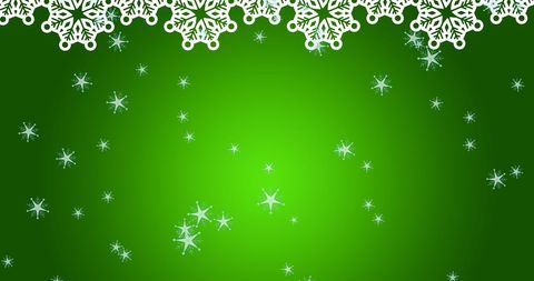 Green Christmas Background with White Snowflakes and Stars