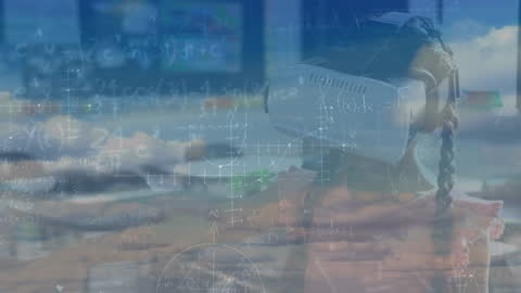 Young Student Using VR Technology to Explore Mathematics