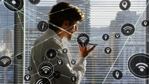 Businessman in Digital Network Environment