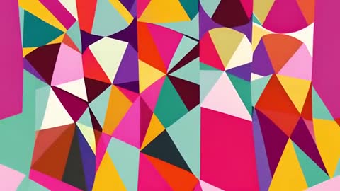 Vibrant Geometric Abstract with Triangles and Polygons