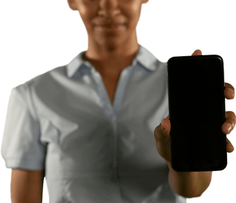 Transparent Background Midsection View Woman Displaying Smartphone