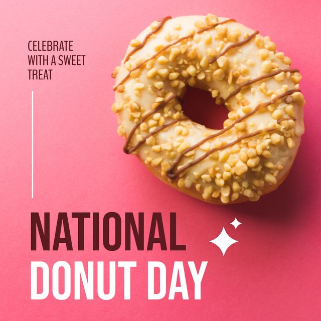 National Donut Day Celebration With Frosted Donut - Download Free Stock Templates Pikwizard.com