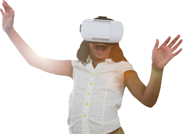 Excited Girl Experiencing Virtual Reality in Transparent Background - Download Free Stock Videos Pikwizard.com