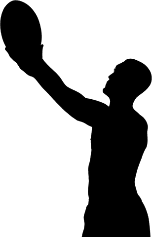 Silhouette of Man Holding Rugby Ball Transparent Background Sport Concept