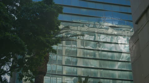 Data Processing Overlay on Modern Building Architecture