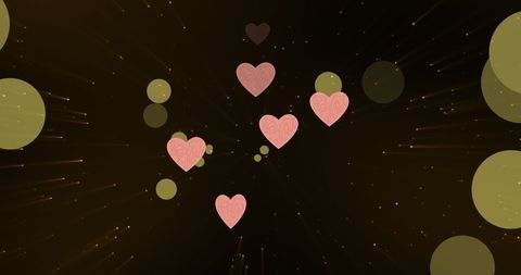 Hearts and light trails new year's party background