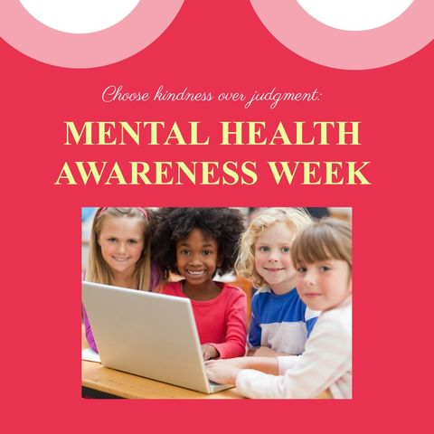 diverse children celebrating mental health awareness week with technology - Download Free Stock Templates Pikwizard.com