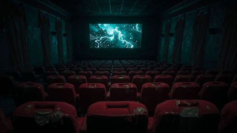 Vintage Movie Theatre With Stunning Lightning Screen Display
