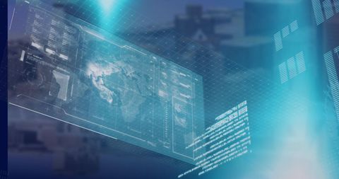 Futuristic Digital Interface with Data overlay in City - Download Free Stock Images Pikwizard.com