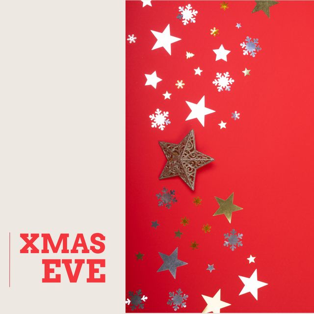 Christmas Eve Text with Festive Decorations on Red Background - Download Free Stock Videos Pikwizard.com