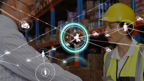 Warehouse Team Using Digital Network Interface