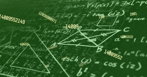 Floating Numbers and Equations on Green Digital Background - Download Free Stock Images Pikwizard.com