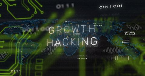 growth hacking concept with digital circuit overlays - Download Free Stock Images Pikwizard.com