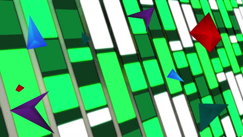 Abstract Digital Matrix with Floating 3D Triangles