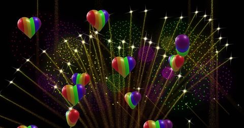 Colorful Rainbow Hearts and Fireworks Celebration - Download Free Stock Images Pikwizard.com