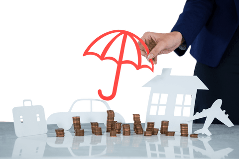 businesswoman protecting assets with transparent red umbrella - Download Free Stock Videos Pikwizard.com