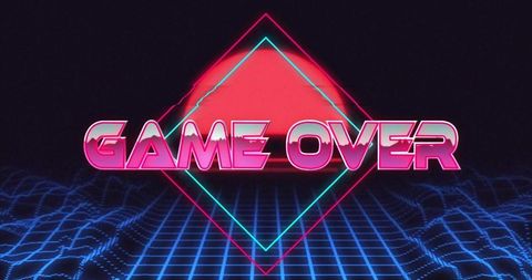 Retro Game Over Message with Neon Graphics