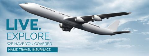 Airplane Soaring in Clear Sky with Travel Insurance Message - Download Free Stock Templates Pikwizard.com