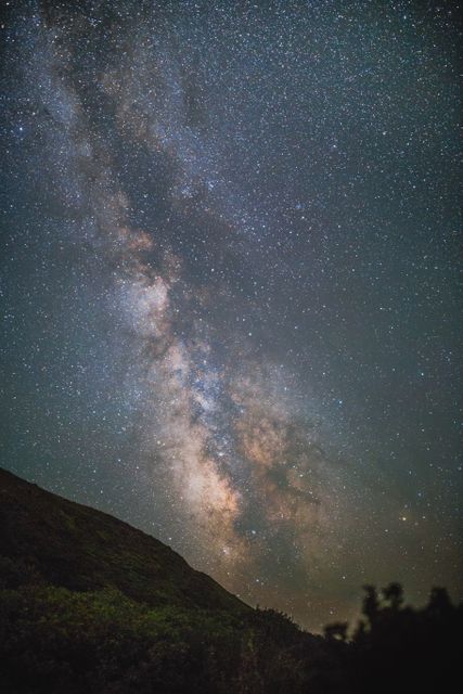 Stunning Milky Way Galaxy over Dark Mountain Horizon - Download Free Stock Photos Pikwizard.com