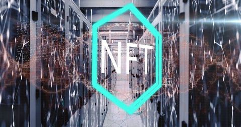 Nft and ai concepts in futuristic server room