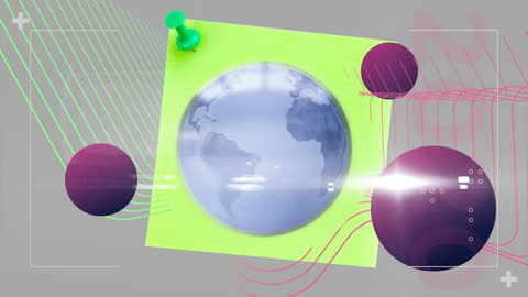 Animated Globe on Colorful Background Represents Global Connection