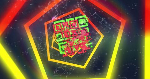 Dynamic Geometric Patterns Surrounding QR Code