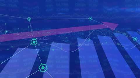 Digital Network and Stock Market Visualization Concept