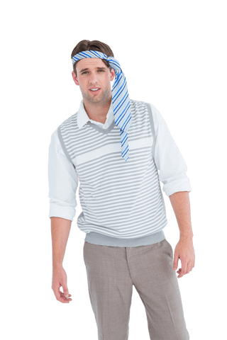 funny man wearing necktie as headband on transparent background - Download Free Stock Videos Pikwizard.com