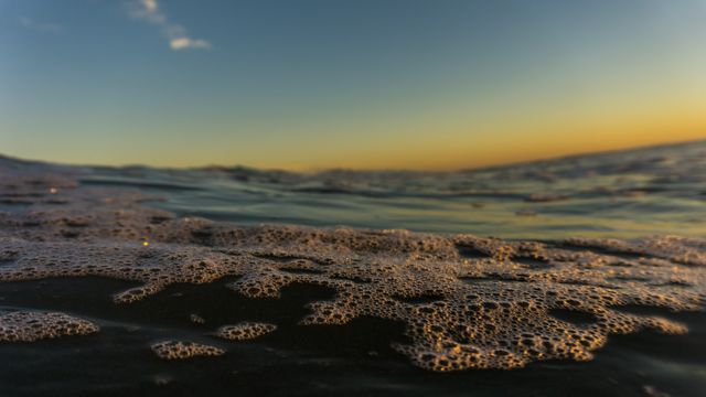 Sunset Ocean Foam Close-Up - Download Free Stock Images Pikwizard.com