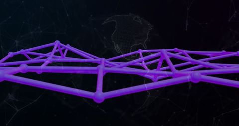 Futuristic purple mesh network in digital space