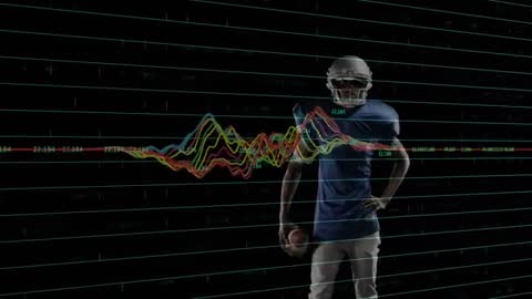 Football Player in Futuristic Sports Tech Display