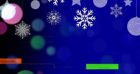 Digital Christmas Decor with Abstract Glitch Art on Blue