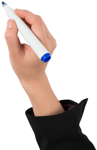 Businesswoman's Transparent Hand Holding Blue Marker - Download Free Stock Videos Pikwizard.com