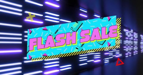 Futuristic neon flash sale concept with dynamic lighting