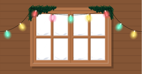 festive transparent window with colorful christmas lights and snow - Download Free Stock Videos Pikwizard.com