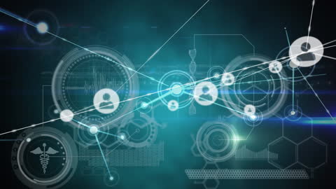 Futuristic Digital Network Interface with Data Elements